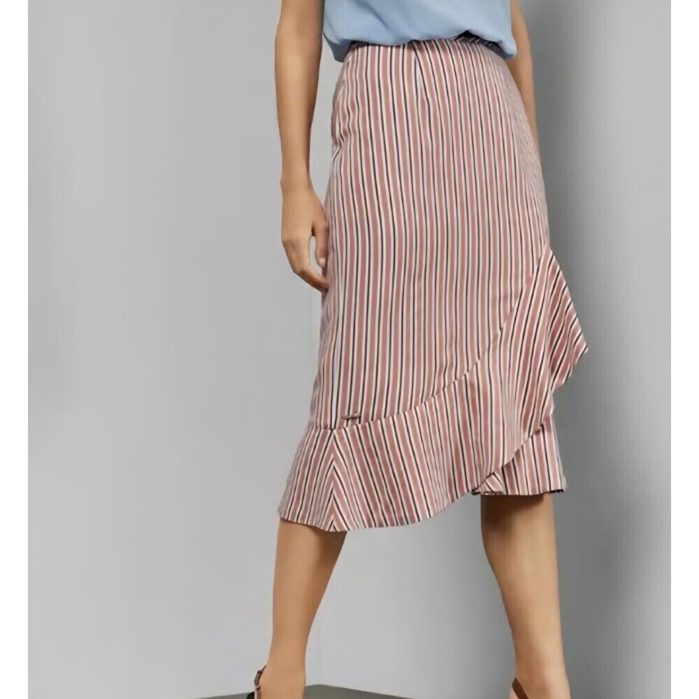 NWT Ted Baker Coryn Layered Striped Ruffle Midi Skirt Pink Women Ted 2/ US 6